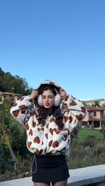 Kalpli Peluş Ceket Taba