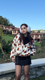 Kalpli Peluş Ceket Taba
