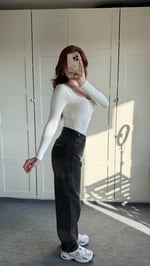 Kare Yaka Bodysuit Uzun Kol Beyaz