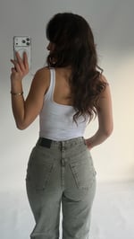Kare Yaka Kalın Askılı Bodysuit Beyaz