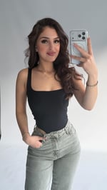 Kare Yaka Kalın Askılı Bodysuit Siyah