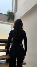 Kare Yaka Sandy Uzun Kollu Crop Lacivert