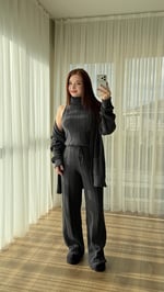 Karla Üçlü Triko Takım Antrasit