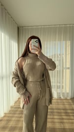 Karla Üçlü Triko Takım Vizon