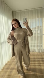 Karla Üçlü Triko Takım Vizon