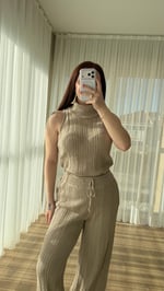 Karla Üçlü Triko Takım Vizon