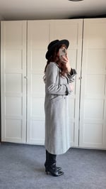 Kaşe Vatkalı Şeritli Kaban Ve Etek Takım