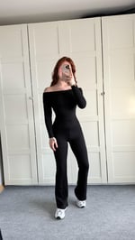 Kaşkorse Fitilli Madonna Tayt Takım Siyah