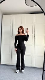 Kaşkorse Fitilli Madonna Tayt Takım Siyah