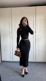 Kaşkorse Polyamid Parmak Geçirmeli Siyah Crop