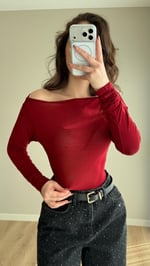 Kaşmir Yaka Detay Transparan Bluz Bordo