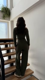 Kayık Yaka Örme İkili Takım yeşil  