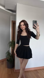 Kayık Yaka Yarım Kol Siyah Bluz 