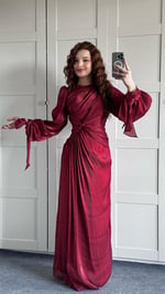 Kelebek Abiye/Elbise Bordo