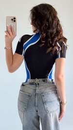 Kısa Kol Baskı Bodysuit B Mavi