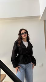 Kısa Trend Trenç Siyah