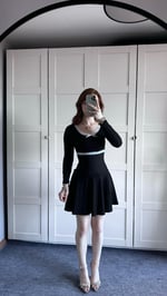 Kore Style Bel Oturmalı Siyah Mini Elbise