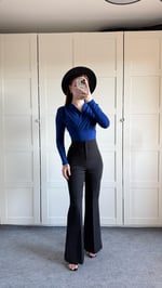 Kruvaze Bel Drapeli Bluz Saks
