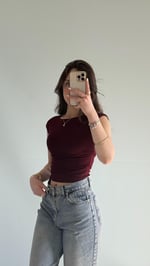 Külah Kol Yan Büzgülü Crop Bordo