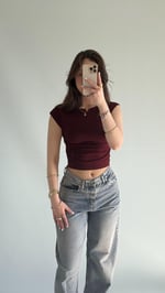 Külah Kol Yan Büzgülü Crop Bordo