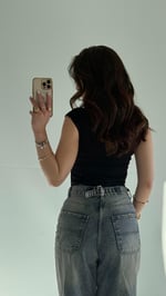 Külah Kol Yan Büzgülü Crop Siyah