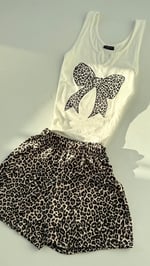 Kurdele Şort Takım Leopar