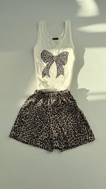 Kurdele Şort Takım Leopar