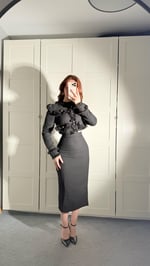 Lady Buklet Ceket Kalem Etek Takım Siyah