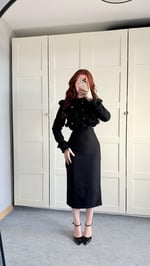 Lady Buklet Ceket Kalem Etek Takım Siyah