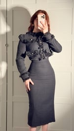 Lady Buklet Ceket Kalem Etek Takım Siyah