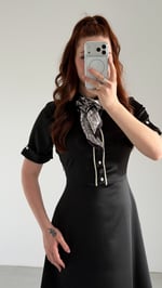 Lady Saten Fularlı Elbise Siyah