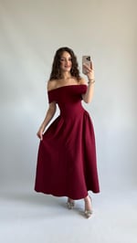 Latte Madonna Yaka Bordo Elbise