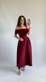 Latte Madonna Yaka Bordo Elbise