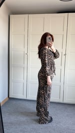 Leopar gömlek pantolon Takım 