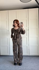 Leopar gömlek pantolon Takım 