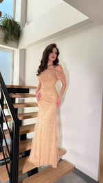 Leyna Madonna Boncuklu Abiye Gold
