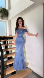 Leyna Madonna Boncuklu Abiye İndigo