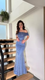 Leyna Madonna Boncuklu Abiye İndigo