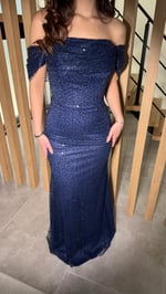 Leyna Madonna Boncuklu Abiye Lacivert