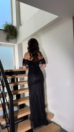 Leyna Madonna Boncuklu Abiye Siyah