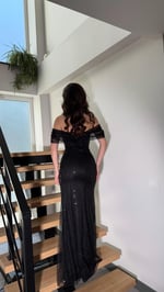 Leyna Madonna Boncuklu Abiye Siyah