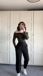 Lili Madonna Yaka Uzun Kol Crop Haki