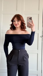 Lili Madonna Yaka Uzun Kol Crop Lacivert