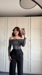 Lili Madonna Yaka Uzun Kol Crop Leopar