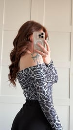 Lili Madonna Yaka Uzun Kol Crop Leopar