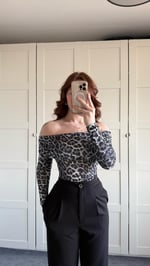 Lili Madonna Yaka Uzun Kol Crop Leopar