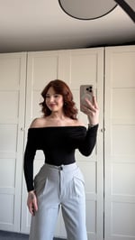 Lili Madonna Yaka Uzun Kol Crop Siyah