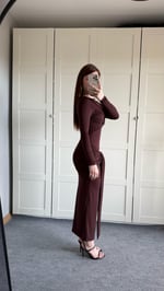 Lilianna Bağlamalı Elbise Kahverengi 