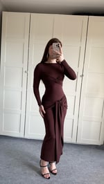 Lilianna Bağlamalı Elbise Kahverengi 