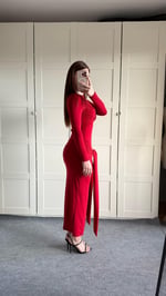 Lilianna Bağlamalı Elbise Kırmızı